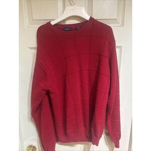 IZOD Red Cotton Knit Crew Neck Pullover Men's Sweater Size L